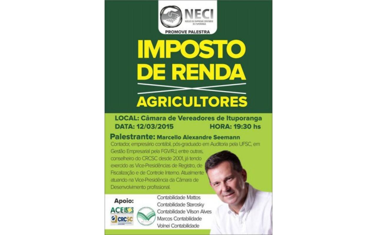Palestra sobre imposto de renda para agricultores será realizada em Ituporanga