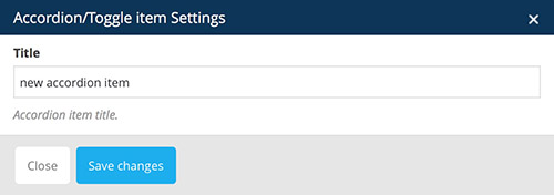 accordion item vc settings