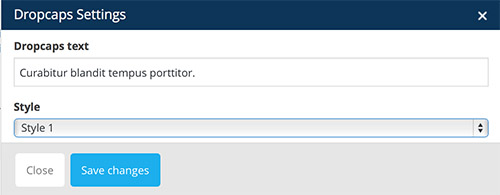 dropcaps vc settings