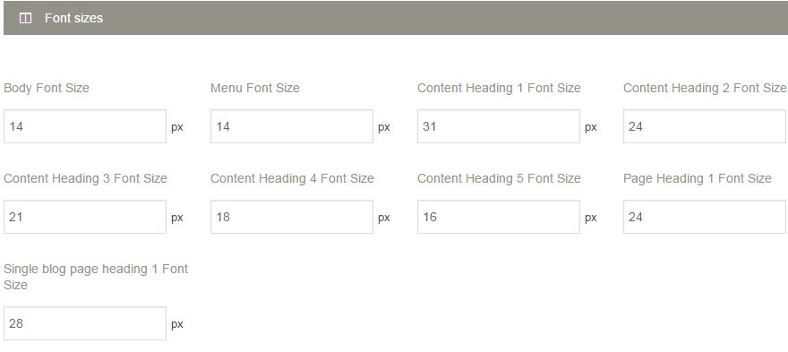 font sizes