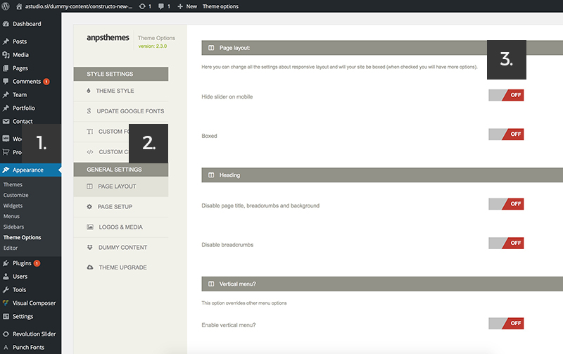 general settings