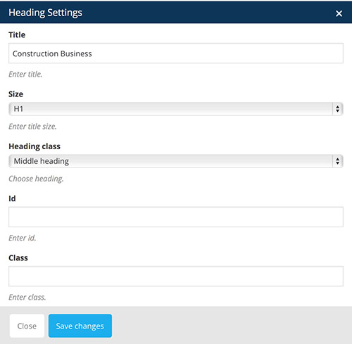 heading vc settings