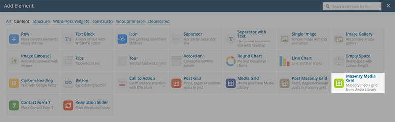 masonry media grid vc