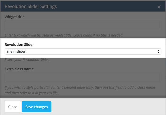 revolution slider vc settings