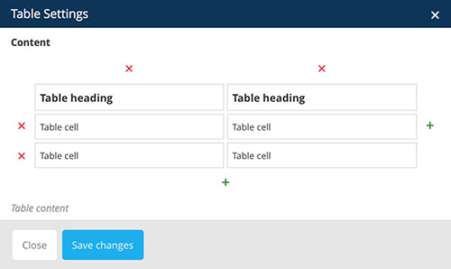table vc settings