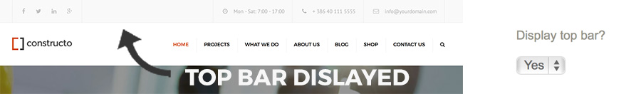 top bar displayed